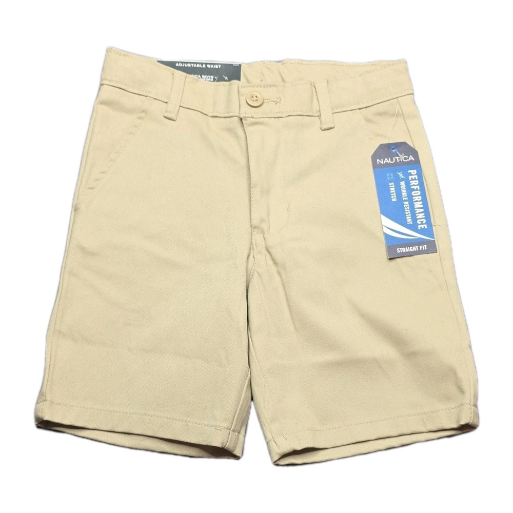 Nautica Boys Khaki Chino Shorts 5 Regular Stretch Wrinkle Resistant